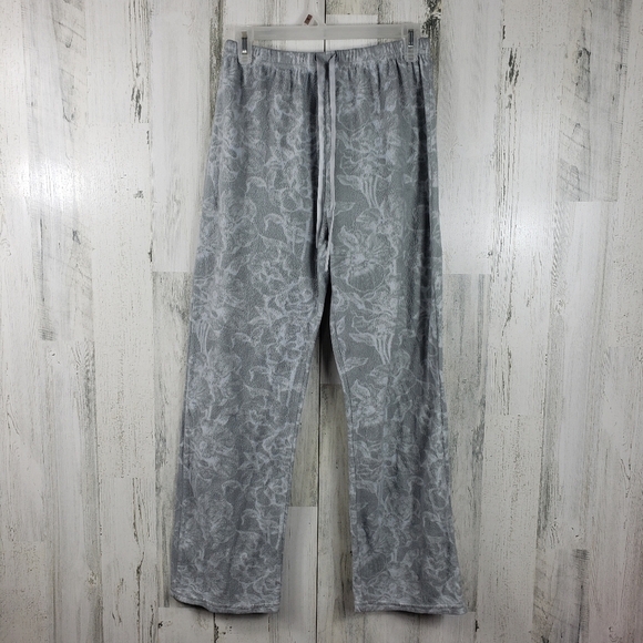 3/$15 the cozy corner gray flower pajama pants women's size medium 8-10 - Picture 9 of 9